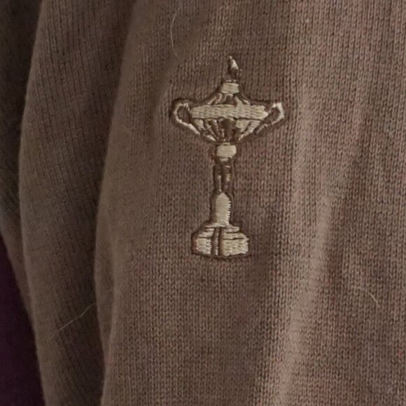 Cutter & Buck Brown Argyle Embroidered Us Open Trophy Quarter Zip Sweater Large - Picture 5 of 9